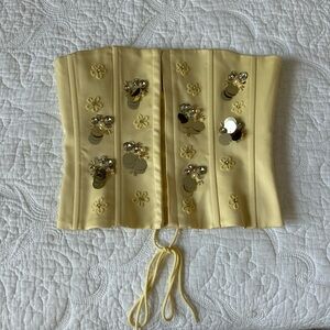 Danielle Guizio Embellished Satin Corset